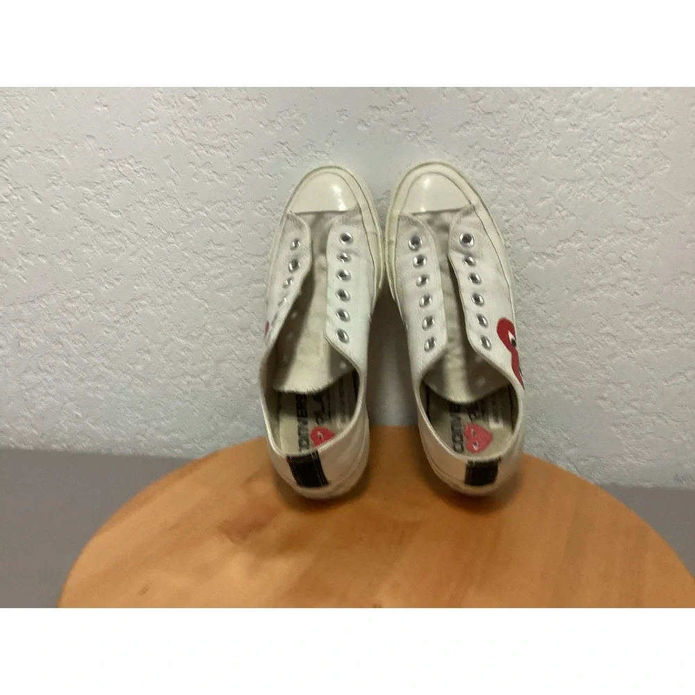 Comme des Garçons PLAY x Converse Chuck Taylor All Star Low Cream Heart Shoes 7 - Picture 13 of 15
